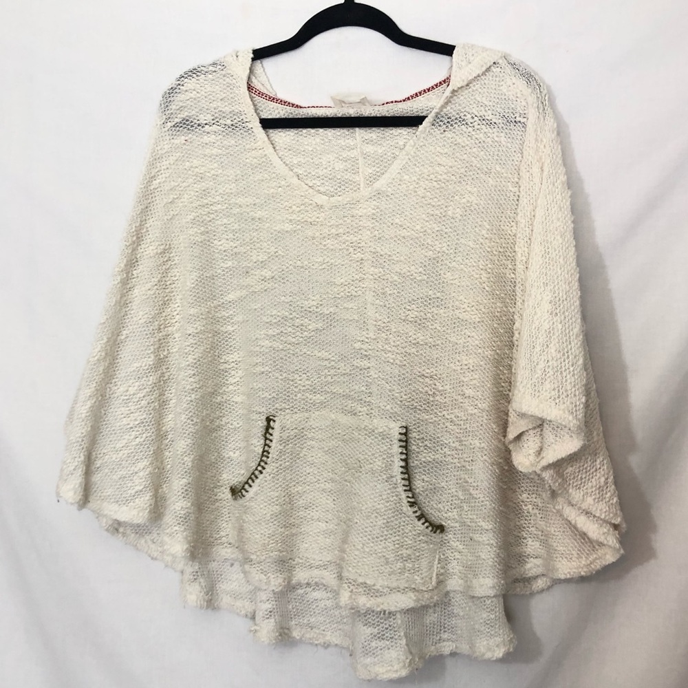 Black Bead Cream top Poncho/Coverup
